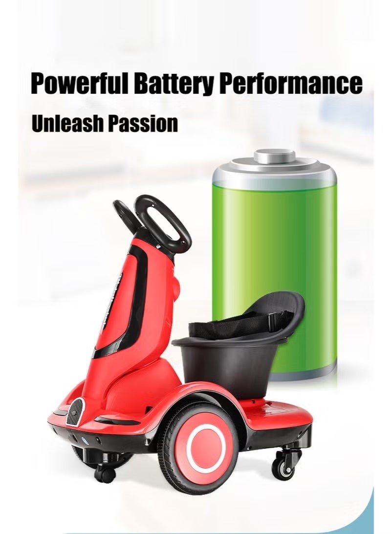 HooToo Smart electric scooter for kids with remote control and music, colorful LED lights - comfortable seat with backrest, smart foot pedal steering system, electric motor at safe speed (5-10 km/h), fast charging (3-5 hours) for up to 2 hours of fun, 4 durable wheels with a balancing system for maximum stability and safety, suitable for children aged 2 to 8 years - ideal for home, gardens, parks and entertainment venues. - Image 5