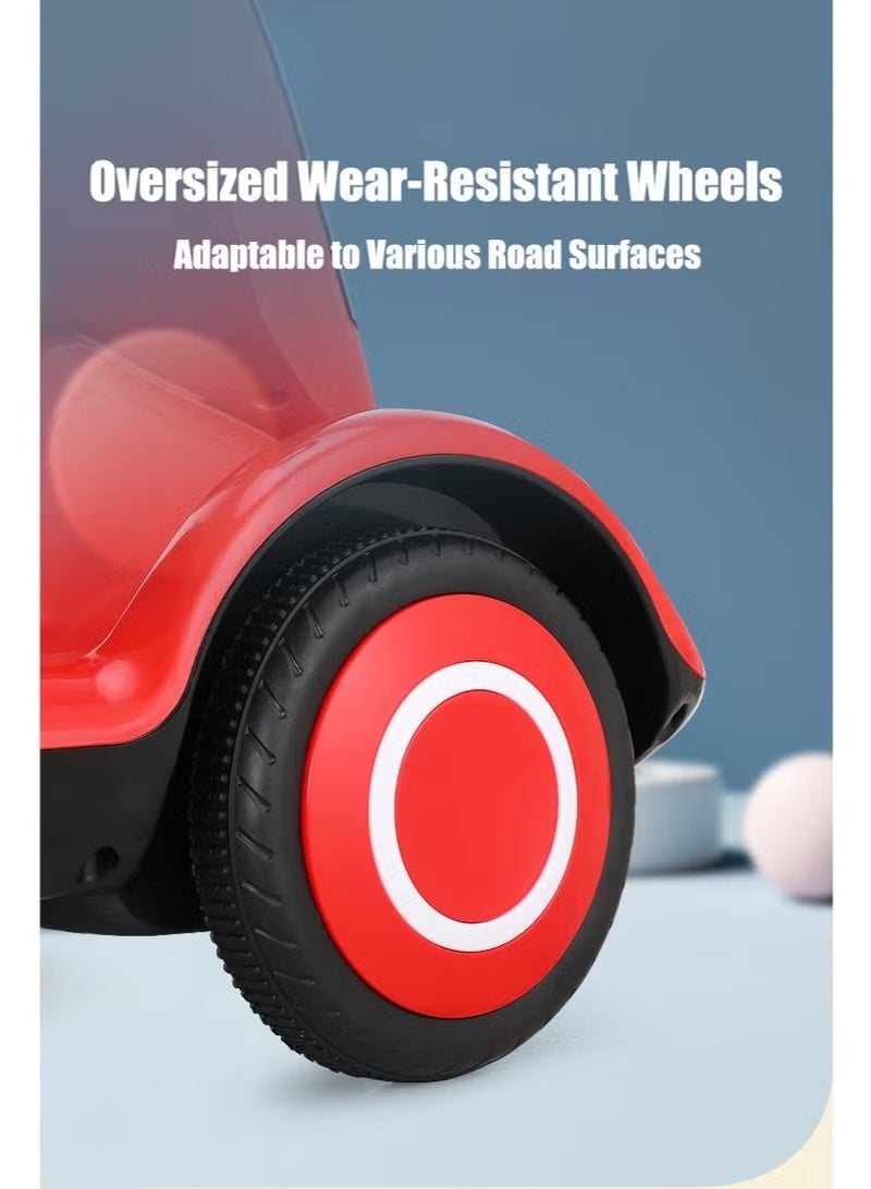 HooToo Smart electric scooter for kids with remote control and music, colorful LED lights - comfortable seat with backrest, smart foot pedal steering system, electric motor at safe speed (5-10 km/h), fast charging (3-5 hours) for up to 2 hours of fun, 4 durable wheels with a balancing system for maximum stability and safety, suitable for children aged 2 to 8 years - ideal for home, gardens, parks and entertainment venues. - Image 4