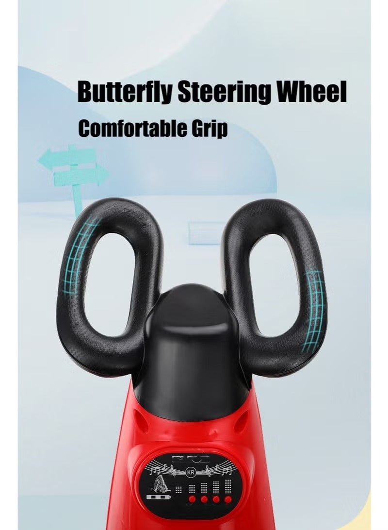 HooToo Smart electric scooter for kids with remote control and music, colorful LED lights - comfortable seat with backrest, smart foot pedal steering system, electric motor at safe speed (5-10 km/h), fast charging (3-5 hours) for up to 2 hours of fun, 4 durable wheels with a balancing system for maximum stability and safety, suitable for children aged 2 to 8 years - ideal for home, gardens, parks and entertainment venues. - Image 2