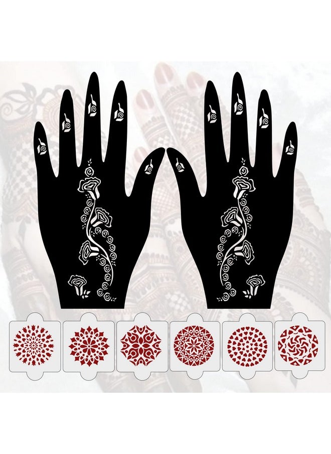 Pack Of 8 Pcs (2 Pcs Heena Stencil Tatto + 6 Pcs Laser Cut Pvc Reusable Heena Stencils), Heena Mehandi Sticker, Mehandi Stickers For Full Hand For Women, Girls And Kids, Easy To Apply, Ivh-22 - pzsku/Z0B4A7F20FD8C94721566Z/45/_/1723297917/cc0e9556-7508-4335-89d2-ff170896afb8