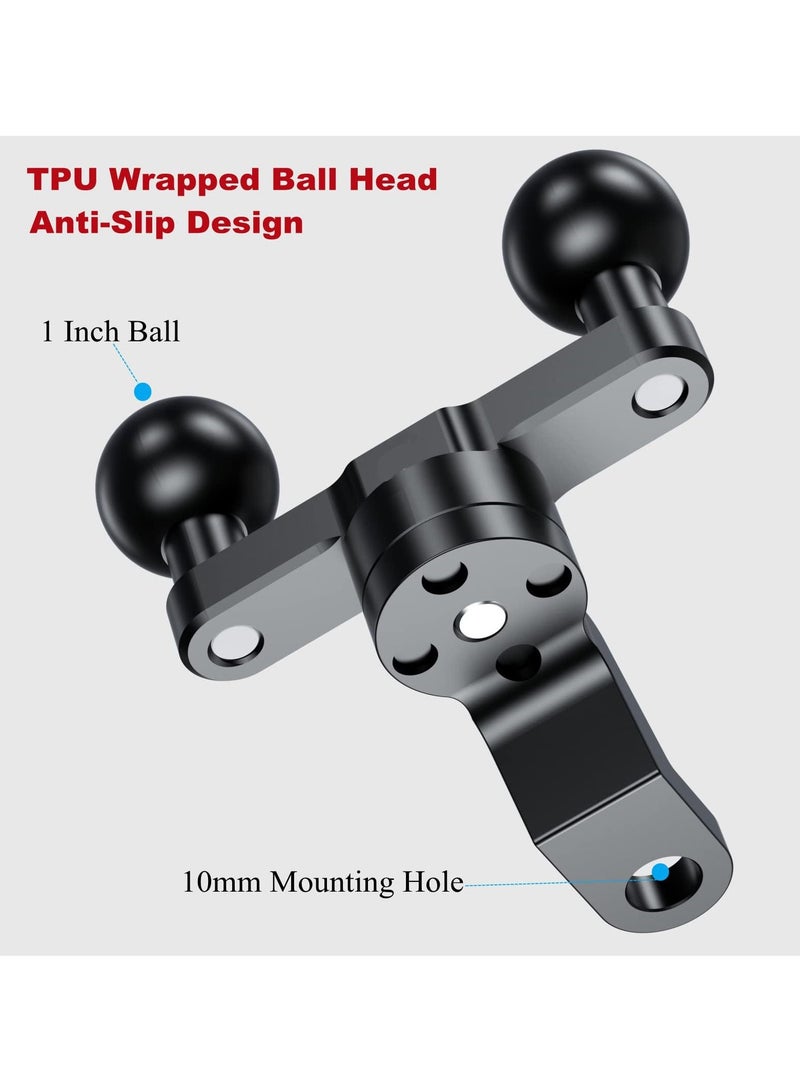 SYOSI Aluminum Alloy Phone Holder Mount Base, Bike Motorcycle Phone Mount Holder Base with Double 1'' TPU Ball & 10mm Mounting Hole Compatible with RAM Mounts B Size1 Inch Ball Double Socket Arm - Image 4