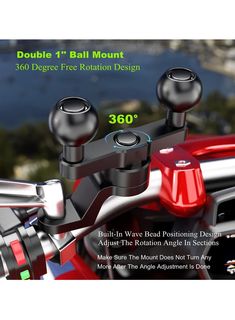 SYOSI Aluminum Alloy Phone Holder Mount Base, Bike Motorcycle Phone Mount Holder Base with Double 1'' TPU Ball & 10mm Mounting Hole Compatible with RAM Mounts B Size1 Inch Ball Double Socket Arm - Image 2