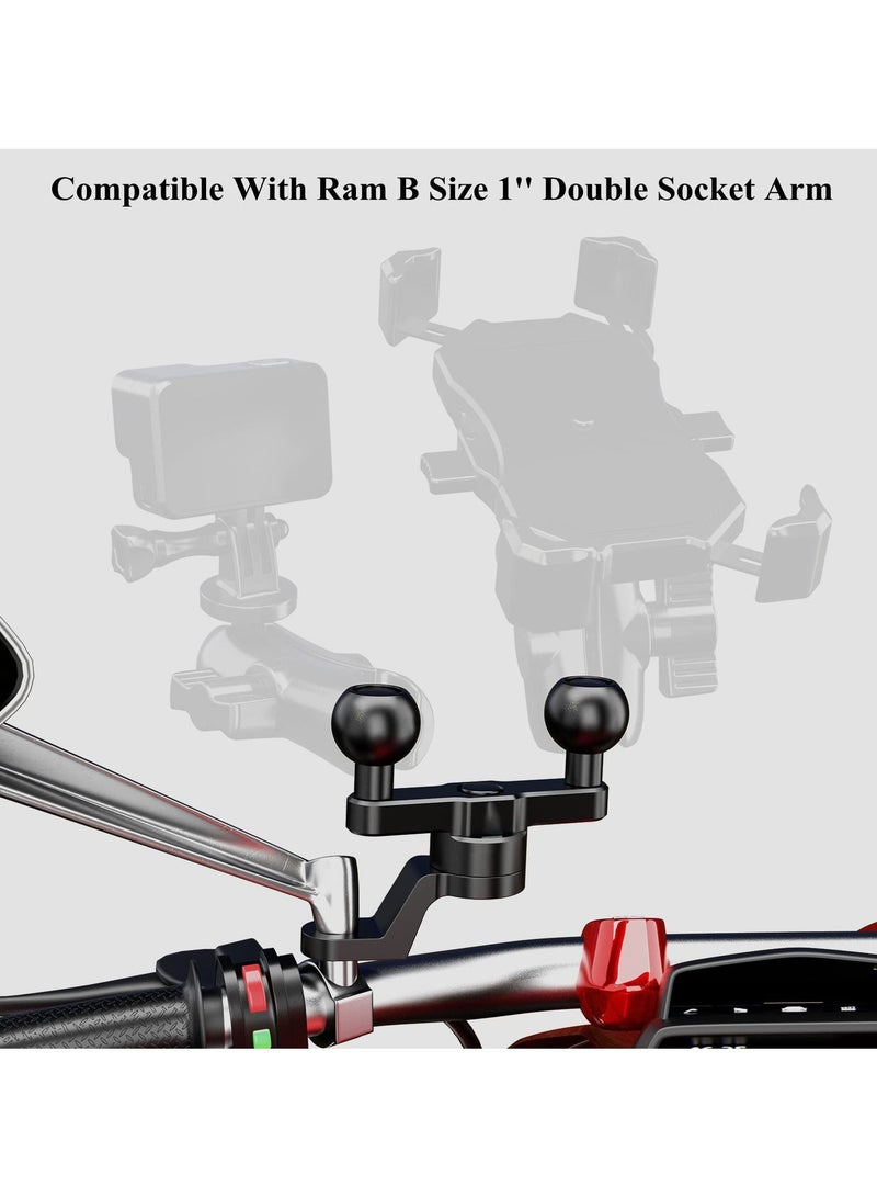 SYOSI Aluminum Alloy Phone Holder Mount Base, Bike Motorcycle Phone Mount Holder Base with Double 1'' TPU Ball & 10mm Mounting Hole Compatible with RAM Mounts B Size1 Inch Ball Double Socket Arm - Image 3