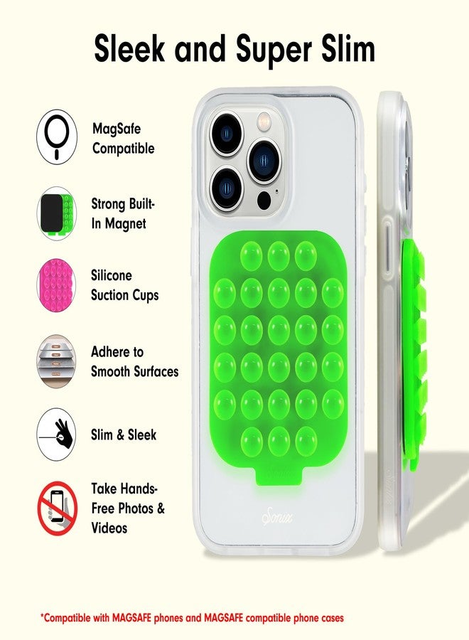 Sonix | Magnetic Silicone Suction Cup Phone Mount for iPhone | Compatible with MagSafe | Bright Fluorescent Green | Neon Green - Image 3