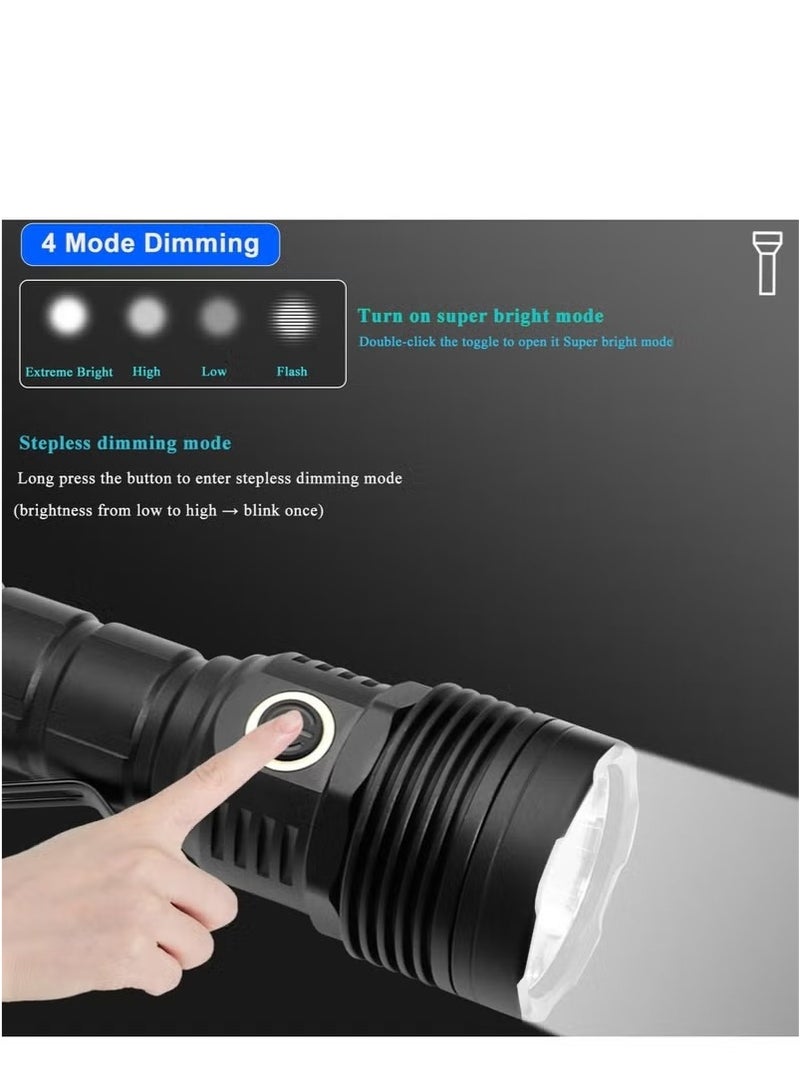 30000 لومن عالي】مصباح LED SST40 مع شاشة عرض للطاقة، مصباح يدوي قابل لإعادة الشحن فائق السطوع، مصباح يدوي سريع الشحن من النوع C مع 5 أوضاع، مصابيح متينة مقاومة للماء IPX6 للتخييم والمشي لمسافات طويلة - Image 4