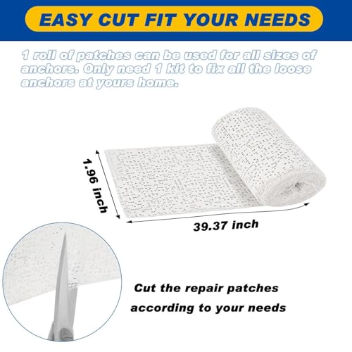 Kenbry Drywall Anchor Repair Kit,1.96' x 39.37' Patch Easy Cut for Fast Loose Anchors Fix, No Need to Redrill or Fill, Ideal for Most of Surfaces - Image 4