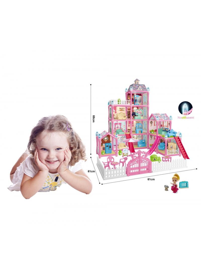 general 275 Pcs DIY Doll House With Night Light Princess Dream,Dream House Villa For Girls Pretend Toys-4 Story 11 Rooms Dollhouse,Toddler Playhouse Kids Gift For Girls Best Birthday Gift Children's Day - Image 1