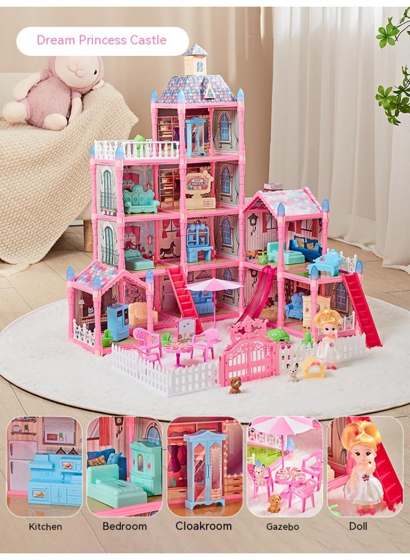 general 275 Pcs DIY Doll House With Night Light Princess Dream,Dream House Villa For Girls Pretend Toys-4 Story 11 Rooms Dollhouse,Toddler Playhouse Kids Gift For Girls Best Birthday Gift Children's Day - Image 2