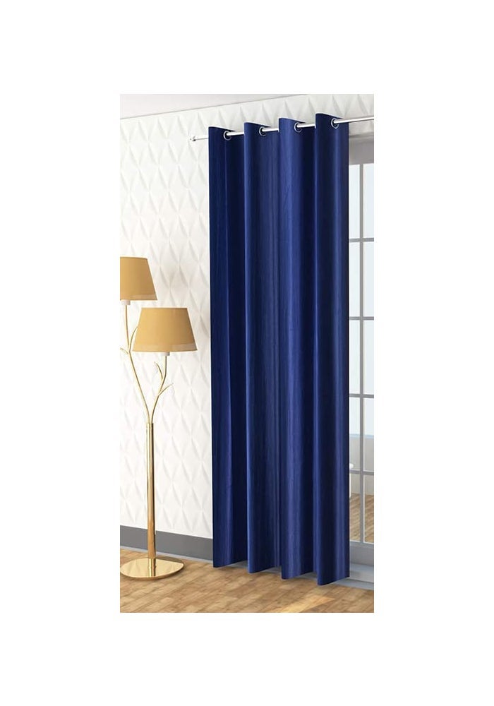 Parda Online 213 cm (7 ft) Long Crush Fabric Plain Design Curtain - Navy Blue (Pack of 2) - Image 1