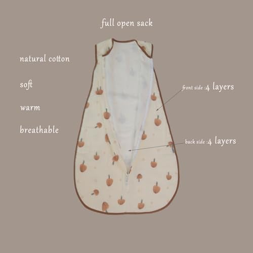 BLOOMSTAR Toddler Sleeping Sack Large (3-5T) - Muslin Cotton, Sleeveless Wearable Blanket, 0.8-1.0 Tog, Lightweight Sleep Sack, 4 Seasons, Extra Long, Soft and Warm, 4 Layers - Image 5