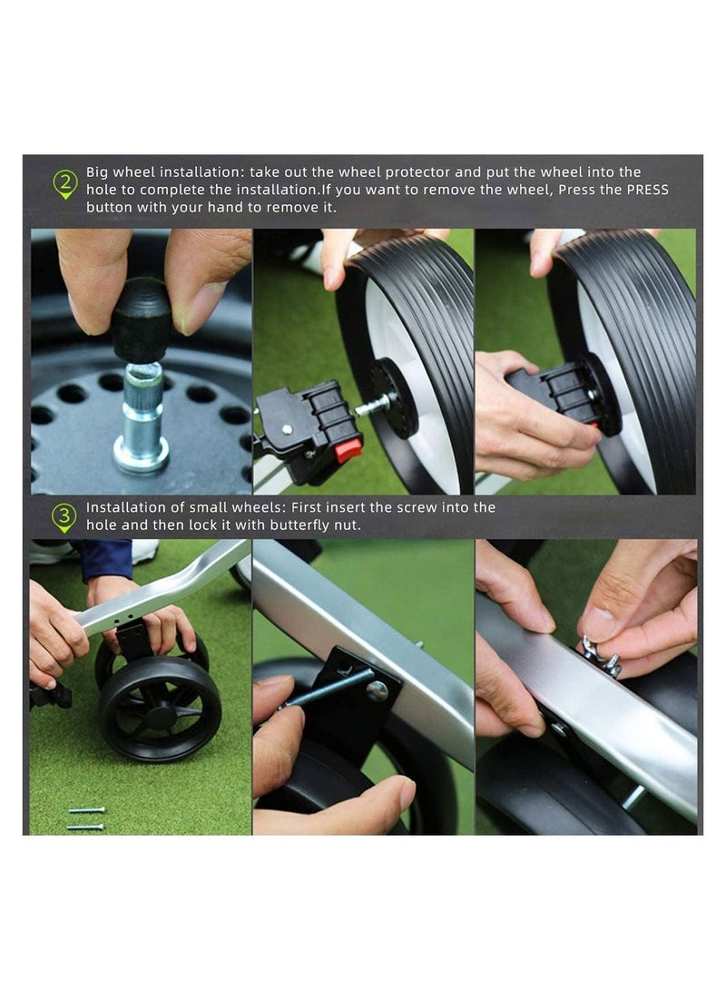 Golf Pull Cart Wheel Folding Push Cart Trolley for Golf Club Bag - Image 5