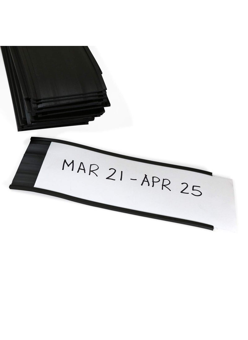 SmartSign SmartSign (Pack of 25) 3 x 8 inch Flexible 'C' Channel Shelf Label Holders with Inserts, 62.5 mil Magnetic Material, Black, Made in USA  - Image 1