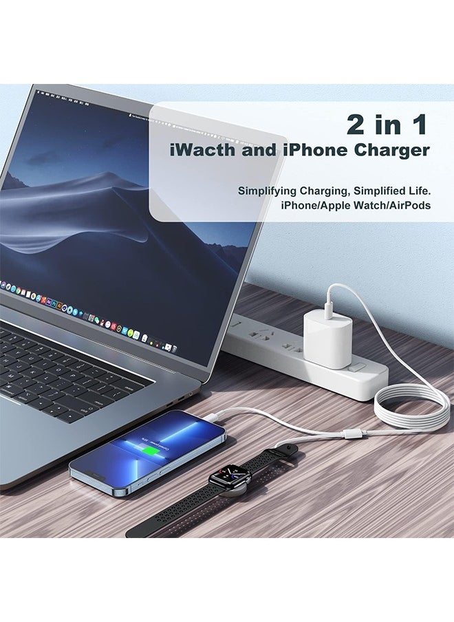 HY - 2 in 1 Apple Watch Charger, USB C Magnetic iWatch Charger Cord & USB-C to Lighting Cable 6FT with Type C Block, Fast Charging i-Watch Series Ultra/9/8/7/6/SE/5, for Phone 14/13/12/11 Series - Image 1