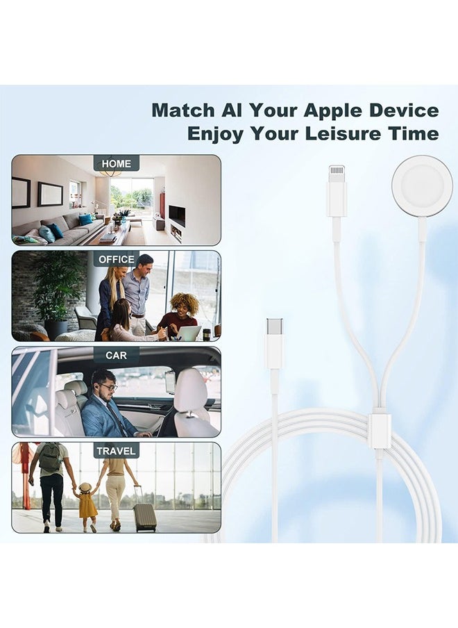 HY - 2 in 1 Apple Watch Charger, USB C Magnetic iWatch Charger Cord & USB-C to Lighting Cable 6FT with Type C Block, Fast Charging i-Watch Series Ultra/9/8/7/6/SE/5, for Phone 14/13/12/11 Series - Image 1