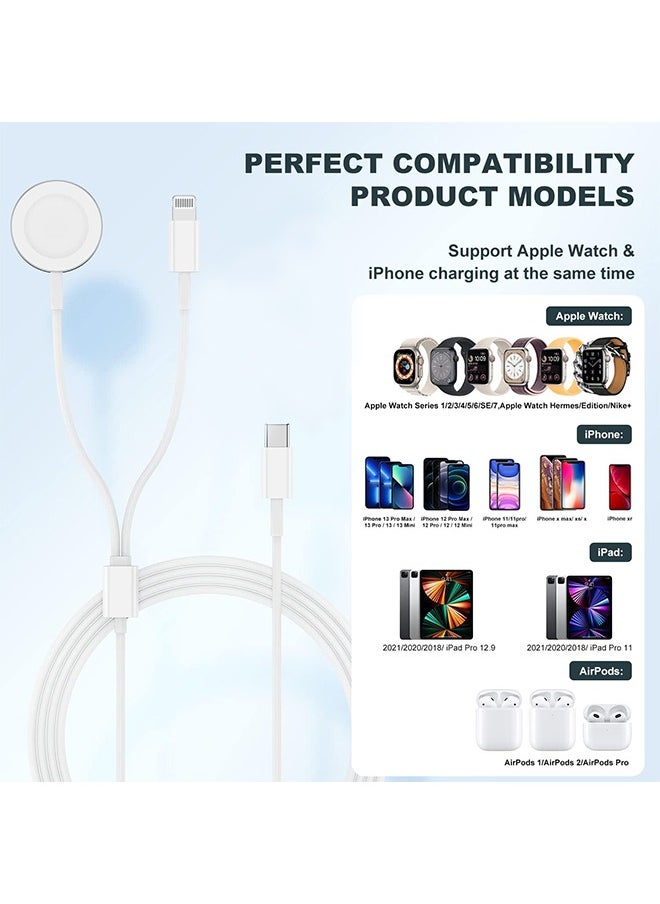 HY - 2 in 1 Apple Watch Charger, USB C Magnetic iWatch Charger Cord & USB-C to Lighting Cable 6FT with Type C Block, Fast Charging i-Watch Series Ultra/9/8/7/6/SE/5, for Phone 14/13/12/11 Series - Image 1