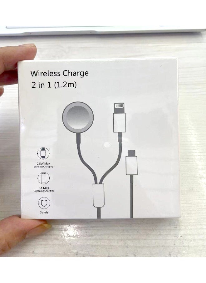 HY - 2 in 1 Apple Watch Charger, USB C Magnetic iWatch Charger Cord & USB-C to Lighting Cable 6FT with Type C Block, Fast Charging i-Watch Series Ultra/9/8/7/6/SE/5, for Phone 14/13/12/11 Series - Image 1