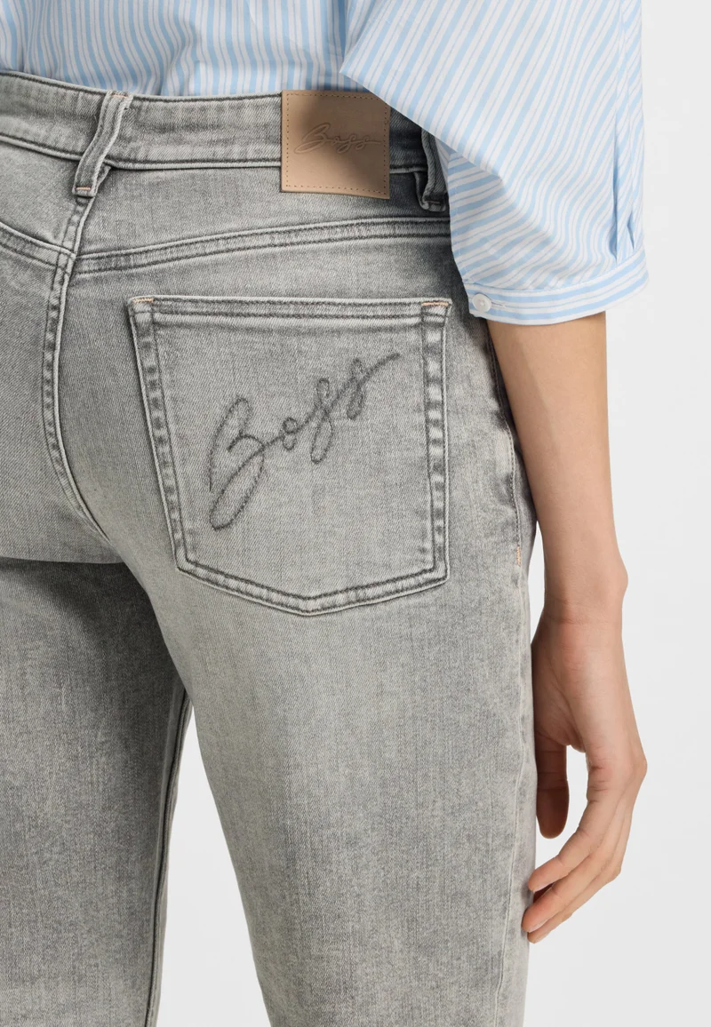 BOSS Dark Grey Kick-flare jeans in grey comfort-stretch slub denim for Women | Best Price UAE