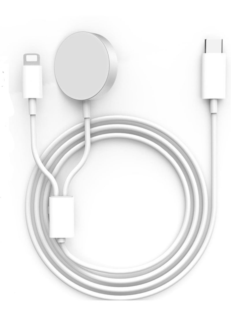 For Apple Watch Charger 27W Fast Charging, 2 in 1 USB C Cable for iPhone and iWatch, Portable Magnetic Cord 6.6 FT for Watch Series 9 8 Ultra 7 6 SE iPhone 14 - Image 1