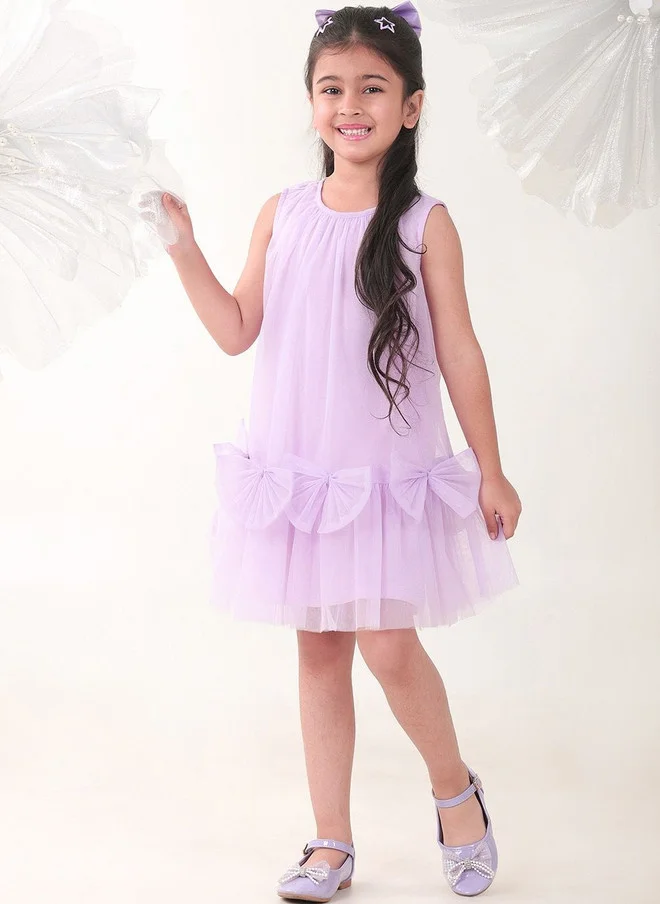 Bonkids BONKIDS Lavender Satin Fit & Flare Dress