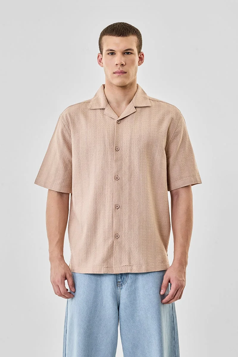 SNITCH Box Fit Textured 100% Cotton Shirt