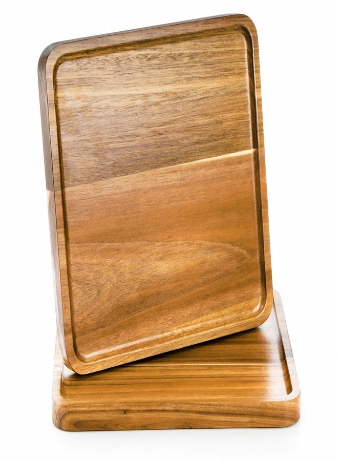 Elsjoy 2 Pack Acacia Wood Square Serving Tray, 10 Inch Square Wood Serving Platter Wooden Serving Board, Square Acacia Wood Plates for Charcuterie, Fruit, Bread - Image 3