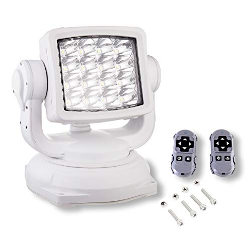 Lightronic كشاف LED فائق السطوع للطرق الوعرة، مع تحكم عن بُعد لاسلكي، 6000K أبيض بارد شعاع طويل المدى للشاحنات والقوارب، مقاوم للتآكل والاهتزاز، 12V/24V DC، تشطيب أبيض، عبوة واحدة - Image 1