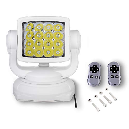 Lightronic كشاف LED فائق السطوع للطرق الوعرة، مع تحكم عن بُعد لاسلكي، 6000K أبيض بارد شعاع طويل المدى للشاحنات والقوارب، مقاوم للتآكل والاهتزاز، 12V/24V DC، تشطيب أبيض، عبوة واحدة - Image 4