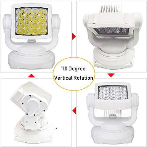 Lightronic كشاف LED فائق السطوع للطرق الوعرة، مع تحكم عن بُعد لاسلكي، 6000K أبيض بارد شعاع طويل المدى للشاحنات والقوارب، مقاوم للتآكل والاهتزاز، 12V/24V DC، تشطيب أبيض، عبوة واحدة - Image 5