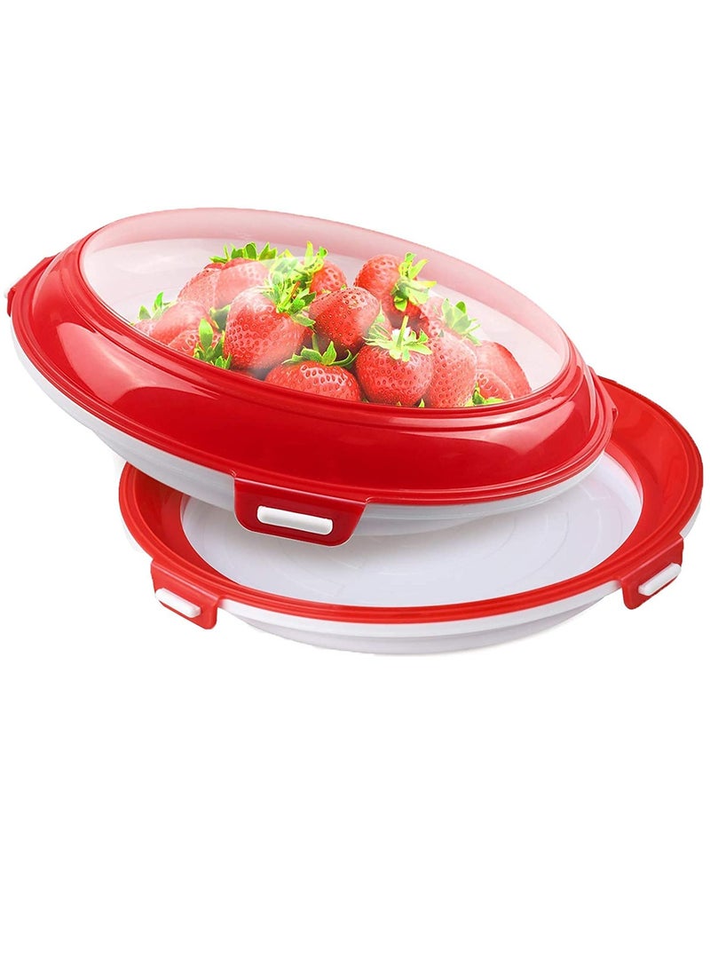 Excefore Food Preservation Trays Reusable Food Trays Stackable Plastic BPA Free Food Storage Container For Refrigerator & Freezer 2Pcs  - Image 1