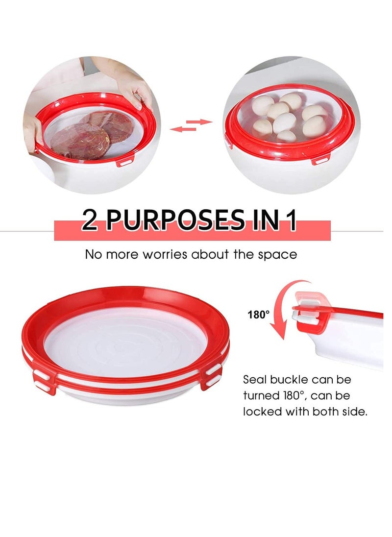 Excefore Food Preservation Trays Reusable Food Trays Stackable Plastic BPA Free Food Storage Container For Refrigerator & Freezer 2Pcs  - Image 4