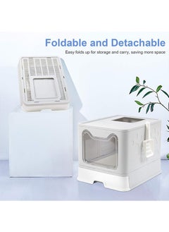 Large Cat Litter Box Kitty Top Entry Litterbox Tray with Lid Indoor Cats Foldable Covered Toilet with Drawer - Kitten Closed Potty with Scoop Easy to Clean - pzsku/Z0B4B12414243D37D6BCEZ/45/_/1710417921/35ab2b1a-7e1d-44c6-b1a9-bec3b7f2b52b