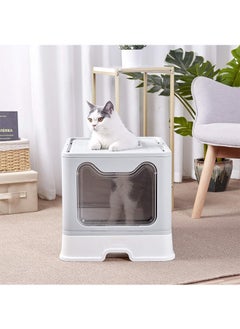 Large Cat Litter Box Kitty Top Entry Litterbox Tray with Lid Indoor Cats Foldable Covered Toilet with Drawer - Kitten Closed Potty with Scoop Easy to Clean - pzsku/Z0B4B12414243D37D6BCEZ/45/_/1710417937/b5450848-9503-4631-83da-c898df2ac4ba