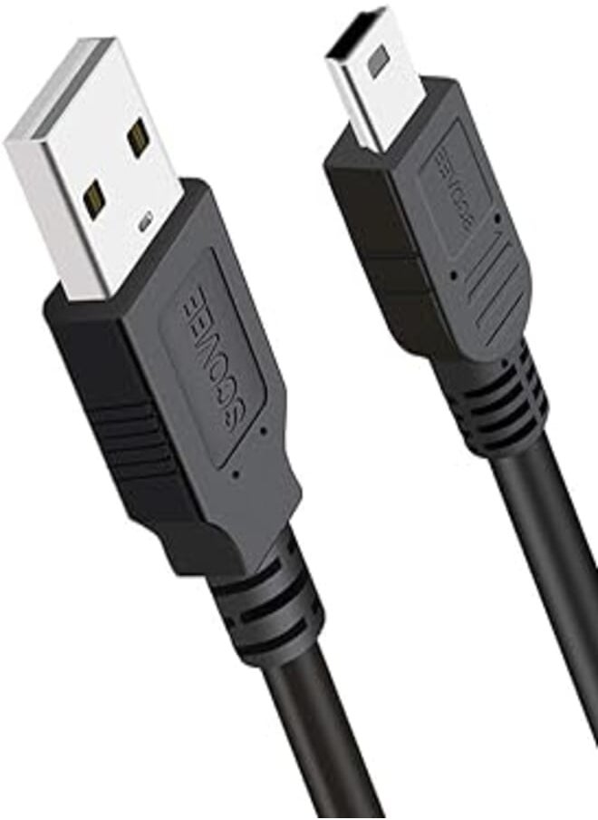 SCOVEE - SCOVEE Mini USB Cable Type A to Mini B Charger Cord for PS3 Controller,MP3 Players,Dash Cam,Canon Camera,SatNav,Garmin Nuvi,Playstation-3,USB Mini-B Charging Cable Compatible for GoPro Hero 3+ 3ft - Image 1