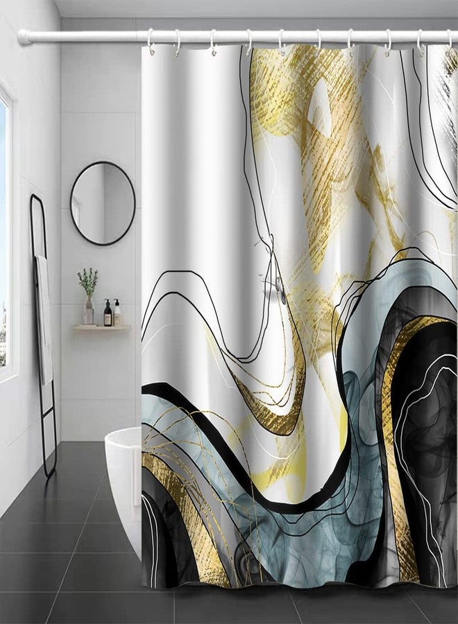 Umpoo Abstract Marble Shower Curtain Gold Black Luxury Ombre Shower Curtain for Bathroom Set Modern Watercolor Texture Ink Painting Luxury Shower Curtain for Bathtub 72x96 Inch - Image 2