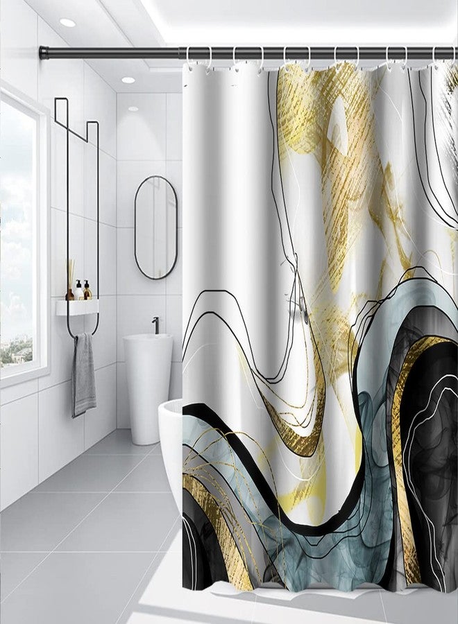 Umpoo Abstract Marble Shower Curtain Gold Black Luxury Ombre Shower Curtain for Bathroom Set Modern Watercolor Texture Ink Painting Luxury Shower Curtain for Bathtub 72x96 Inch - Image 3