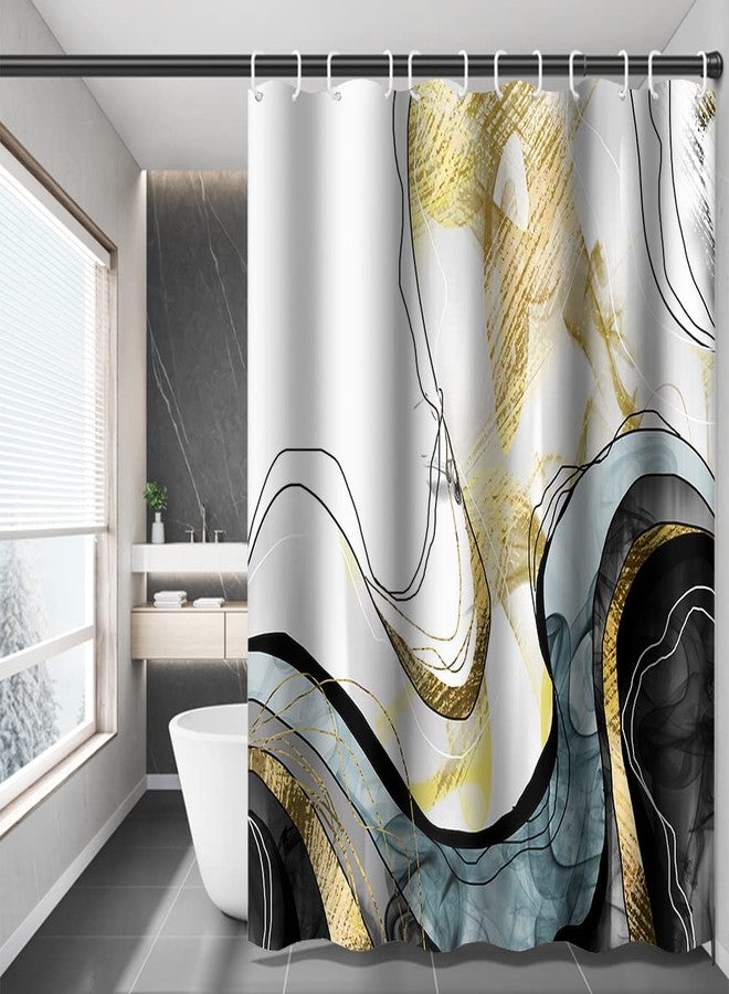 Umpoo Abstract Marble Shower Curtain Gold Black Luxury Ombre Shower Curtain for Bathroom Set Modern Watercolor Texture Ink Painting Luxury Shower Curtain for Bathtub 72x96 Inch - Image 1