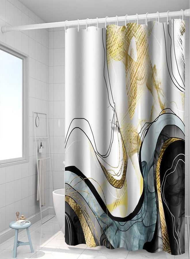 Umpoo Abstract Marble Shower Curtain Gold Black Luxury Ombre Shower Curtain for Bathroom Set Modern Watercolor Texture Ink Painting Luxury Shower Curtain for Bathtub 72x96 Inch - Image 4