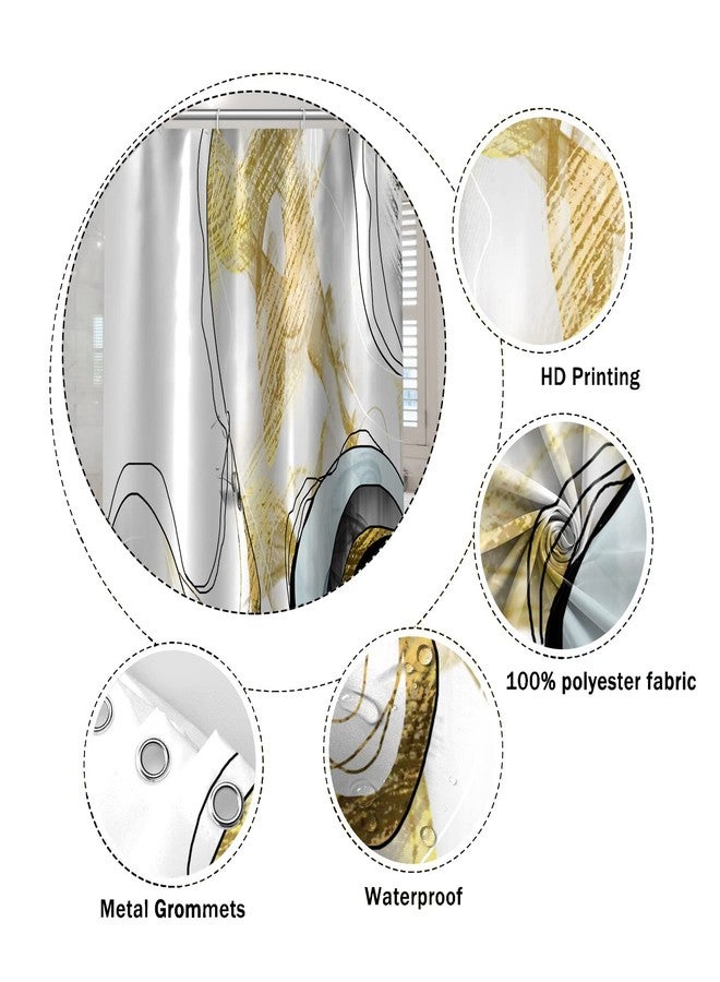 Umpoo Abstract Marble Shower Curtain Gold Black Luxury Ombre Shower Curtain for Bathroom Set Modern Watercolor Texture Ink Painting Luxury Shower Curtain for Bathtub 72x96 Inch - Image 5