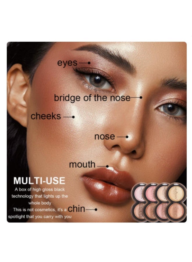 Yabaolian 2 Colors Glitter Highlighter Powder Palette,3 in 1 Blush and Highlighter Powder Makeup,Waterproof Long Lasting,Highly Pigmented Face Illuminator for a Glowing Look Palette No 1 - Image 2