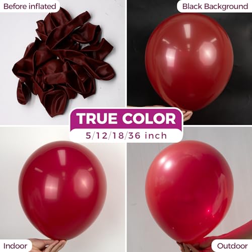 Bezente Burgundy Giant Balloons 36 Inch 8 Pack Jumbo Dark Ruby Balloons Large Round Retro Wine Red Maroon Latex Balloons forThanksgiving New Years Casino Themed Cherry Party Decorations - Image 5
