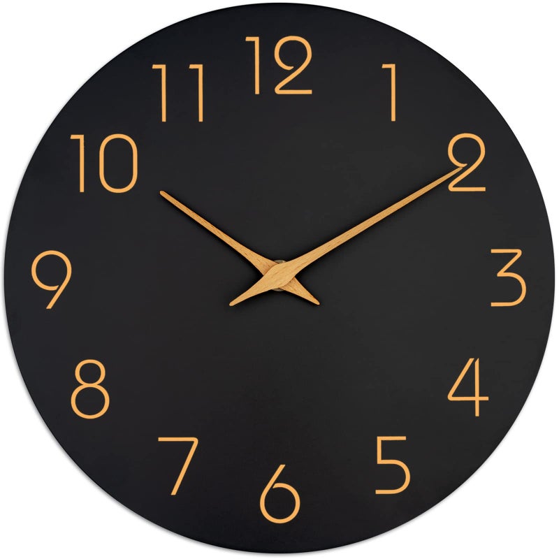 Mosewa Large Wall Clock 16 Inch Black Battery Operated Silent Non Ticking Simple Minimalist Rose Gold Numbers Clock Decorative for Bedroom Living Room Kitchen Home Office