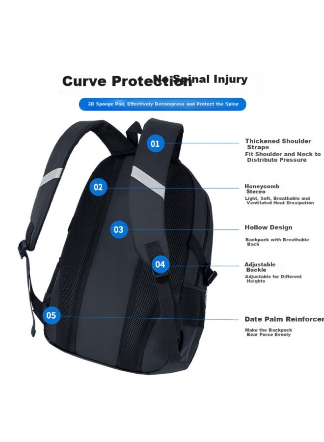 Pull Back Huili Schoolbag For Primary School Boys, Stylish Large Capacity Backpack For Grades 4-6, New Lightweight Double Shoulder Bag For Middle School Students - Image 2