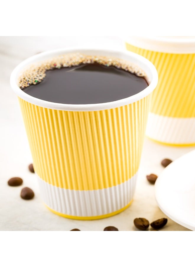 Restaurantware Restaurantware 8 Ounce Double Wall Disposable Coffee Cups, 500 Insulated Light Yellow Paper Tumblers with Ripple Wall Design, Lids Sold Separately for Hot Drinks like Tea, Coffee and More  - Image 3