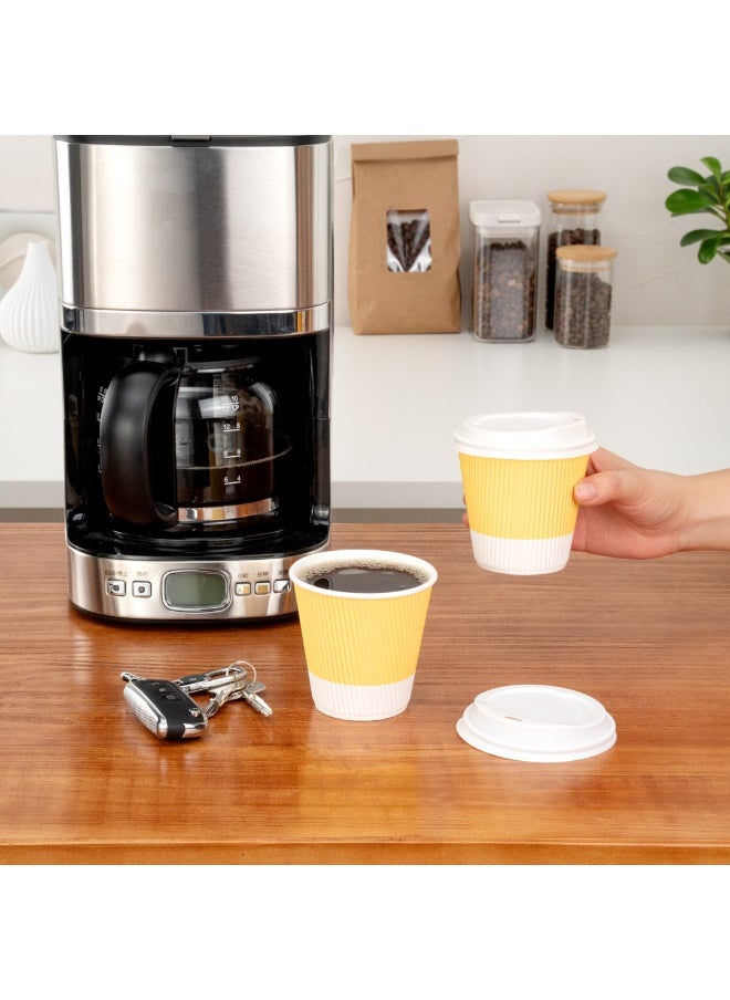 Restaurantware Restaurantware 8 Ounce Double Wall Disposable Coffee Cups, 500 Insulated Light Yellow Paper Tumblers with Ripple Wall Design, Lids Sold Separately for Hot Drinks like Tea, Coffee and More  - Image 5