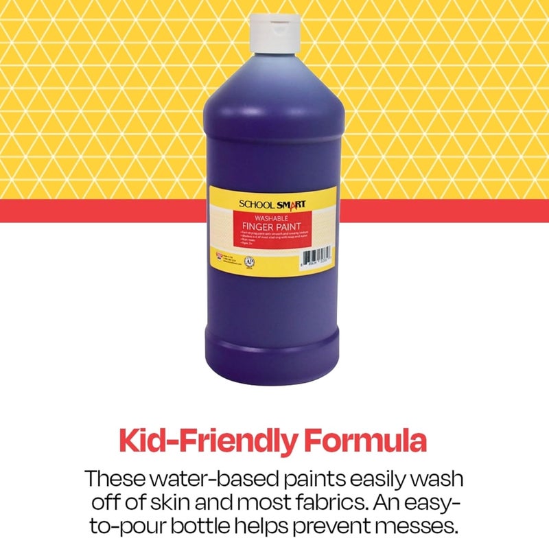 School Smart Washable Finger Paint, Purple, 1 Quart Bottle - Image 2