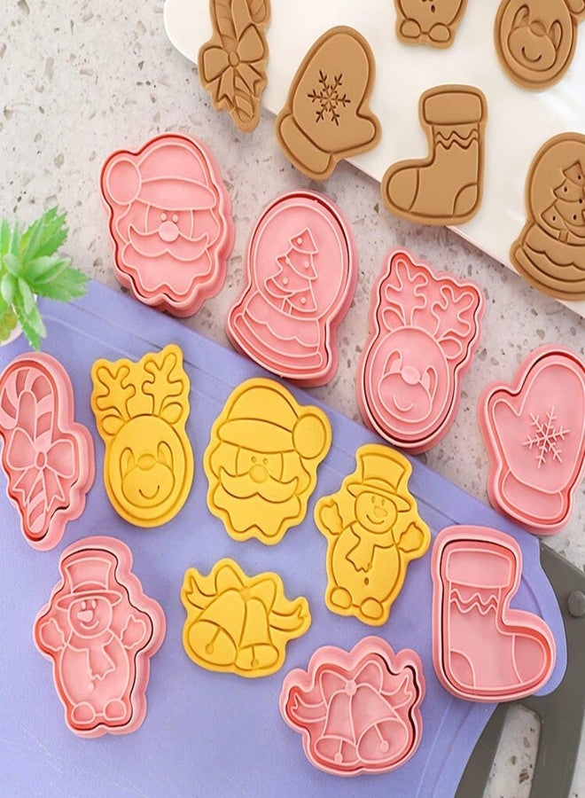 Skytail 16pc Christmas Cookie Cutter Set 3D Xmas Tree Gingerbread Man Snowflake Snowman Santa Cutters Baking Biscuits Cookie Stamp Plunger Chocolate Fondant Cake Decoration Cupcake Topper Party Snacks - Image 5