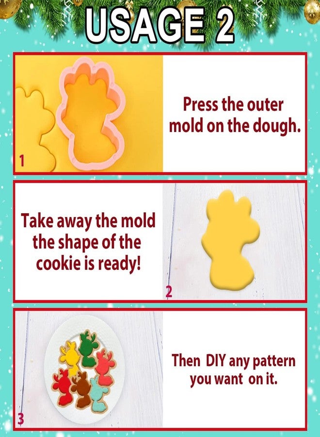 Skytail 16pc Christmas Cookie Cutter Set 3D Xmas Tree Gingerbread Man Snowflake Snowman Santa Cutters Baking Biscuits Cookie Stamp Plunger Chocolate Fondant Cake Decoration Cupcake Topper Party Snacks - Image 4