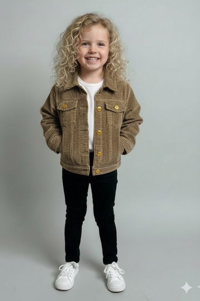 A.T.U.N. (ALL THINGS UBER NICE) Trendy Girl Cotton Corduroy Jacket | Casual Outerwear with Full Button Front, Smart Collar & Pockets | Stylish Cotton Casual Kids Jacket for Everyday - Image 2