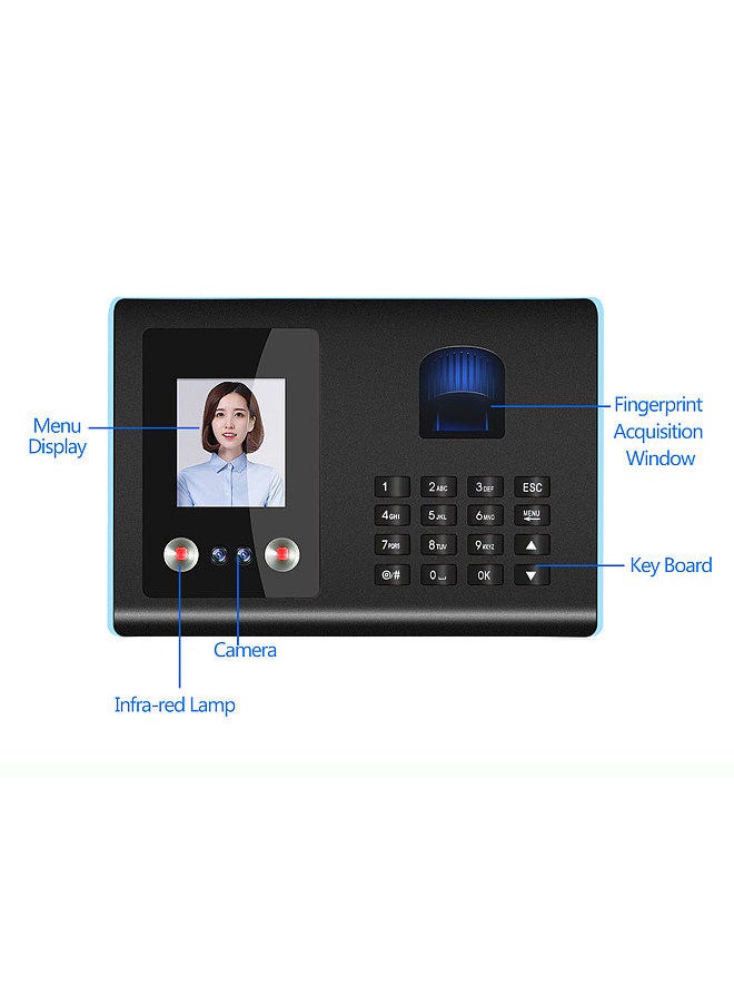 Generic - Intelligent Attendance Machine Face Fingerprint Password Recognition Mix Biometric Time Clock for Employees with Voice Broadcast Function Support Multi-language - Image 1