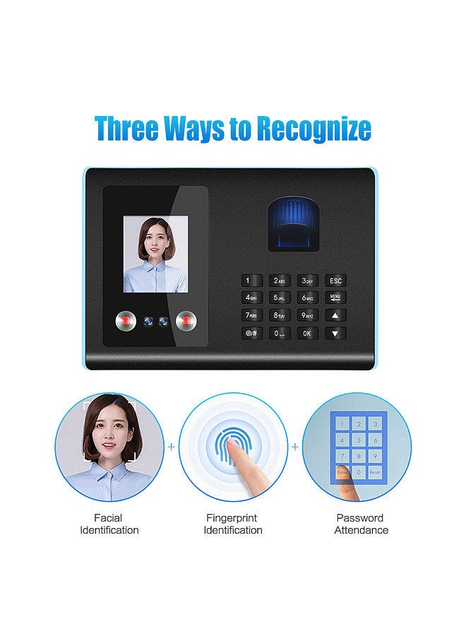 Generic - Intelligent Attendance Machine Face Fingerprint Password Recognition Mix Biometric Time Clock for Employees with Voice Broadcast Function Support Multi-language - Image 1